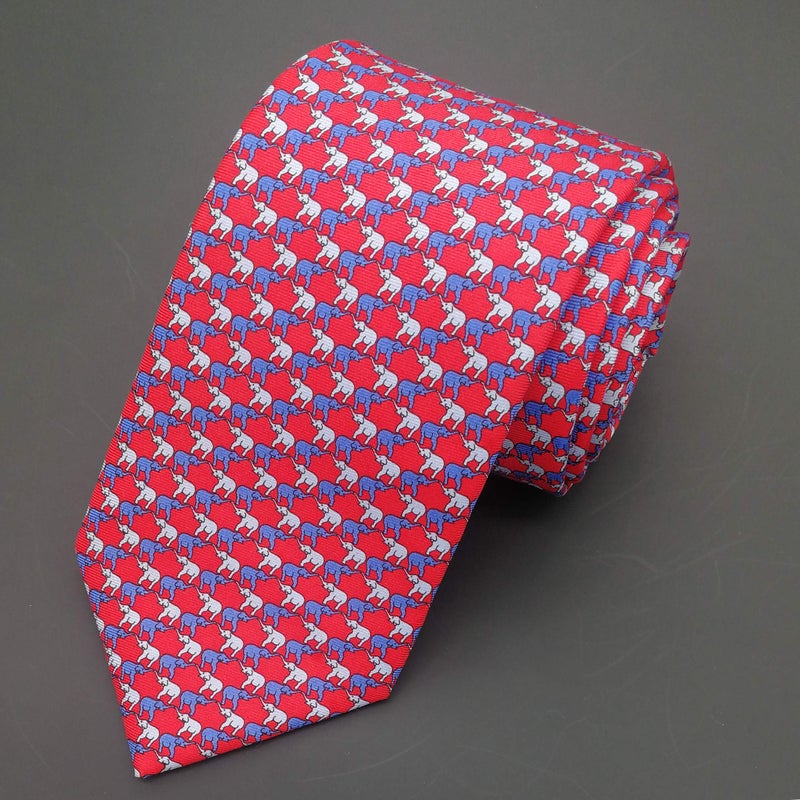 WITZROYS 100% Silk Ties for Men Handmade Neckties with Elephants Printed+Gift box - Image 3